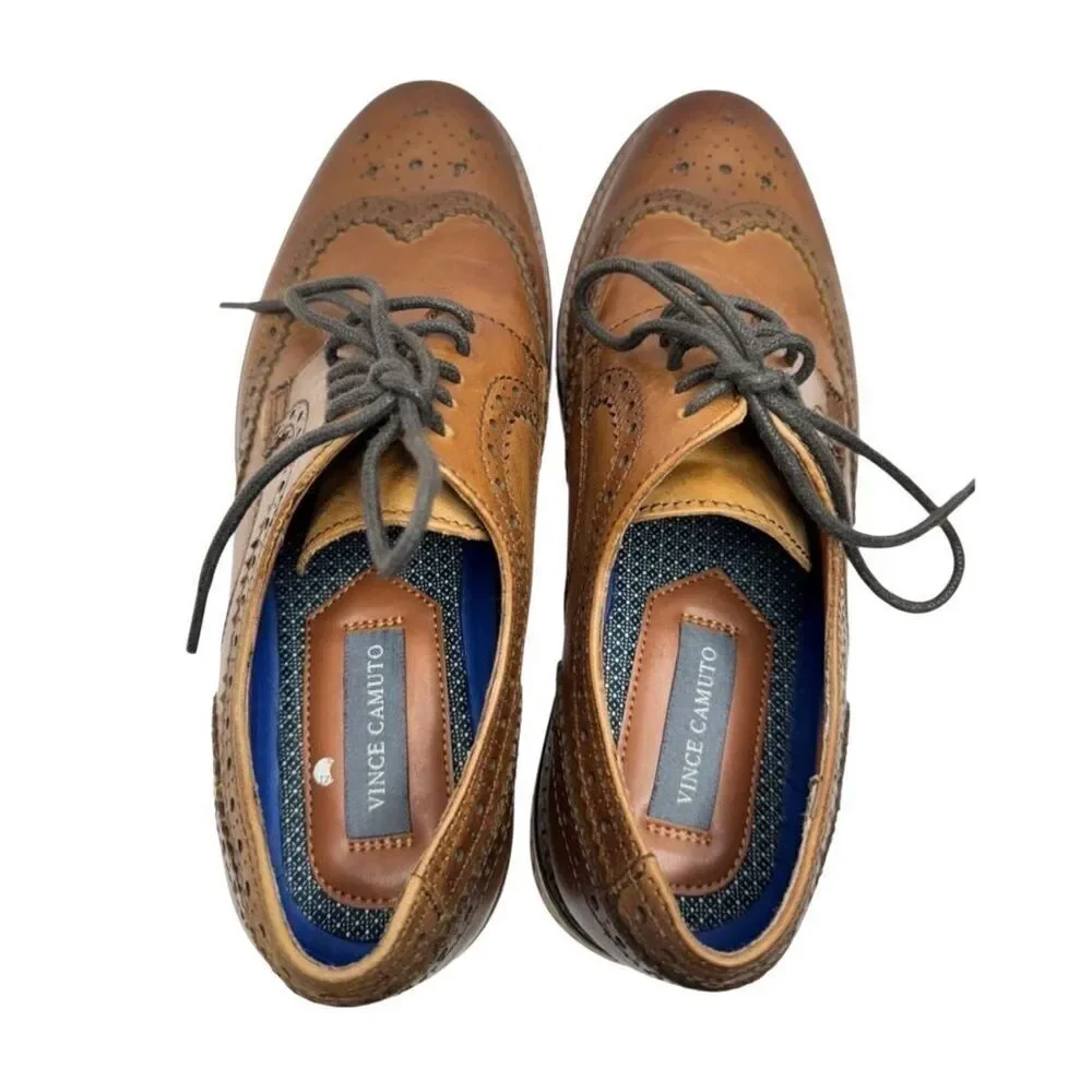 Vince Camuto Oxford Mens Size 10 Brown Leather Brogue‎ Shoes